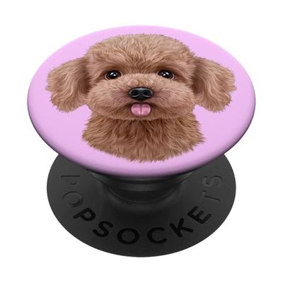 Cara de perro caniche de juguete crema PopSockets PopGrip Adhesivo