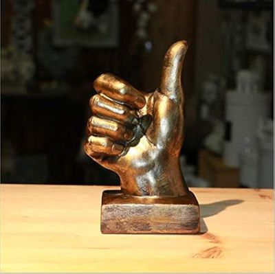 Trevligt köp handfinger gest skrivbord statyer fingrar skulptur kreativt hem vardagsrum skåp hylla dekoration (tummen upp i guld)
