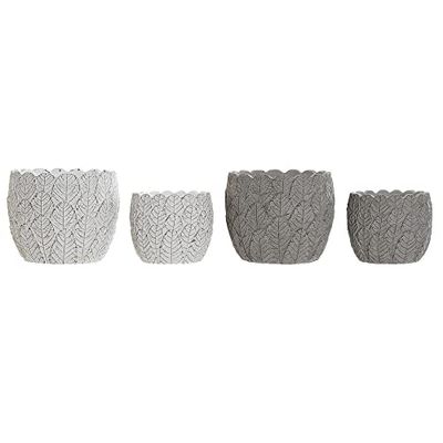 Set de Macetas DKD Home Decor Gris Cemento Blanco (14 x 14 x 11.5 cm) (2 pcs) (18 x 18 x 15 cm)