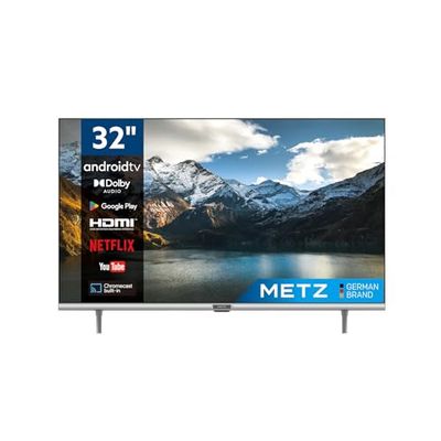 Metz Smart TV, Serie MTC6110, 32" (81 cm), HD LED, Versione 2022, Wi-Fi, Android 9.0, HDMI,ARC, USB, Slot CI+, Dolby Digital, DVB-C/T2/S2, Schermo senza bordi, Nero [Classe di efficienza energetica F]