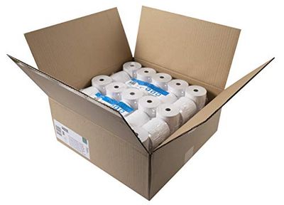 Exacompta - Réf. 44829E - Carton de 50 bobines pour tickets de caisse - largeur 80 mm x diamètre 73 mm - mandrin 12 mm - 1 pli thermique 48g/m² - Métrage (+ ou - 2 m) 80 m - Blanc