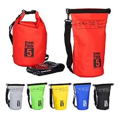 Relaxdays Saco estanque 5 l, leve, PVC, vermelho, 38 x 20 x 0,5 cm