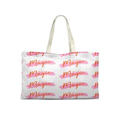 Bonamaison Printed Tote Bag, Reusable Grocery Bag, Shopping Bag, Machine Washable, Foldable, Canvas Cloth Bag with Handles, 50x40 Cm