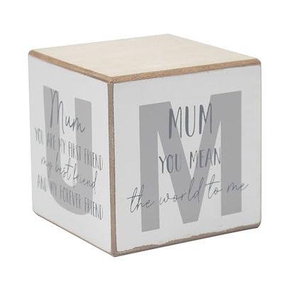 Lesser & Pavey Love & Affection Mum Wooden Cube Ornaments for Home Decor | Friendship Gifts for Women & Men | Lovely Cube for Shelves & Living Room Accessories | Modern Decorative Home Accessories