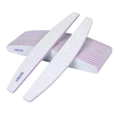 Lot de 10 limes à ongles 100/180 à double face, réutilisables et lavables, limes à demi-lune pour usage domestique et professionnel