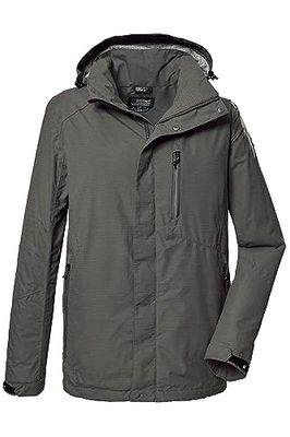 killtec Uomo Giacca funzionale/giacca da esterno con cappuccio staccabile con cerniera KOS 256 MN JCKT_CARLEB, green anthracite, L, 41364-000