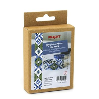 Pracht Creatives Hobby 5884-00051 - Kit de Bricolage pour créer Un Bracelet de Perles, avec des Perles Miyuki Bleues, Vertes et Blanches, Taille Totale env. 17 x 2 cm