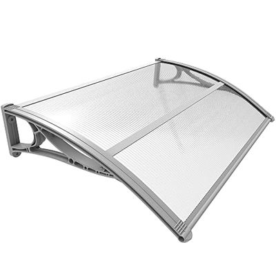 VOUNOT Luifel voor Voordeur 120 x 80 cm, van Aluminium en Polycarbonaat, Transparant Met Één Dakhelling