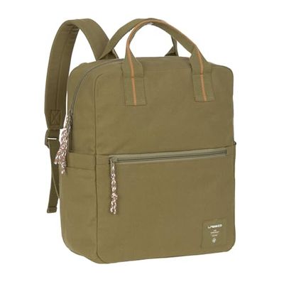 LÄSSIG mochila cambiador de bebé bolso cambiador mochila para padres y niños con cambiador y fijación para cochecito de bebé/Little One & Me Square Backpack olive