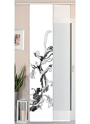 Gardinenbox Conjunto de 2 cortinas de correr, aparência de seda selvagem e painel de voile, 245 x 45 cm, design de flores