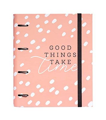 Grupo Erik Glitter Gold Dreams 4 Ring Binder - A4 Folders Ring Binder - 10.6 x 12.6 inches / 27 x 32 cm - Ring Binder A4 - A4 Ringbinder - 4 Ring Binder A4 - Cute Stationery