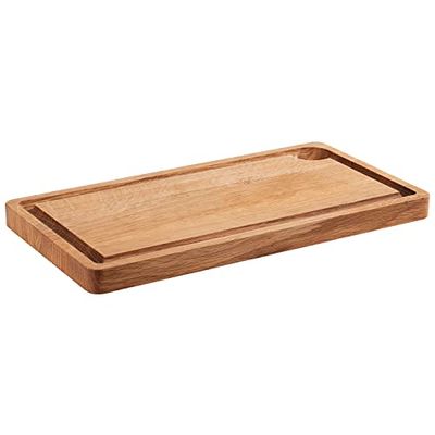 APS 754 SIMPLY WOOD Planche de service en bois de chêne huilé GN 1/3 avec cavité (Ø 4 cm) et gouttière à jus 32,5 x 17,6 x 2 cm