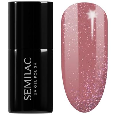 Semilac UV Nail Polish Shimmer Colour 321 Shimmer Dust Caramel 7ml UV LED Colour Varnish for Colour Intensive Fingernails Smalto per unghie ad alta resa e lunga durata