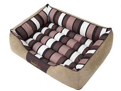 HobbyDog XXL NICBEP6 Dog Bed Nice XXL 110X90 cm Beige Nubuck with Stripes, XXL, Beige, 5.8 kg