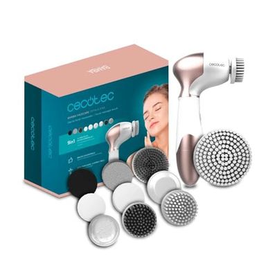 Cecotec Szczotka do twarzy Masażer i Portatil FaceCare TotalClean. 9 głowic do twarzy, ciała i stóp z obrotem 360º, ergonomiczną konstrukcją i torbą podróżną