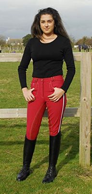 Rhinegold Elite Prestige Breeches- UK 8 (EU 36)-Red