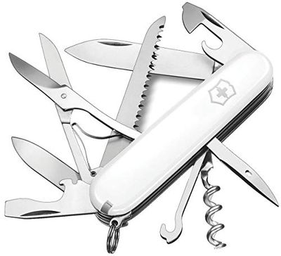 Victorinox, coltellino svizzero Huntsman (15 funzioni, forbici, seghetto per legno, cavatappi) bianco