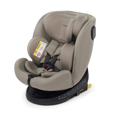 Foppapedretti Bilbarnstol Circle I-Size, 360° roterbar, för barn 40–150 cm hög, 0–12 år, ECE R129-kompatibel, isofixering och TopTether, Safe Body Protection, Sand