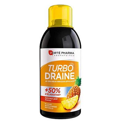Forté Pharma - TurboDraine Ananas | Complément Alimentaire à base de thé vert - Elimination et drainage | Flacon 500 ml