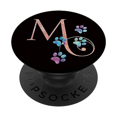 PopSockets Rosa Monogramma Lettera M Gatto Cane Rainbow Paw PopGrip Intercambiabile