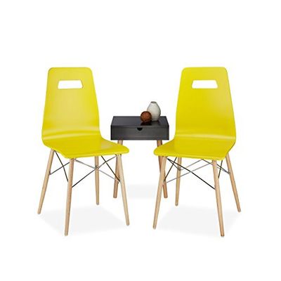 Relaxdays Arvid Conjunto de Sillas, Madera, Amarillo, 40x43x92 cm, 2 Unidades