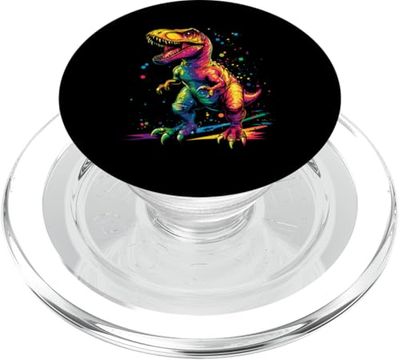 Amantes de los dinosaurios arcoíris: Tyrannosaurus Rainbow PopSockets PopGrip para MagSafe
