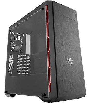 Cooler Master MasterBox MCB-B600L-KANN-S00 ATX Mid-Tower, Sleek Design with Red Side Trim and Acrylic Side Panel