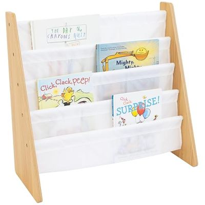 Humble Crew, bibliothèque pour Enfants, Rangement sur 4 Niveaux, Porte-Livres pour Enfants, étagère, Naturel/Blanc
