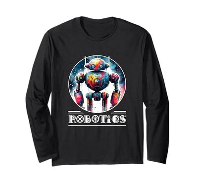 Robot Robotics Engineer Shirt Retro Vintage Robot Funny AI Long Sleeve T-Shirt
