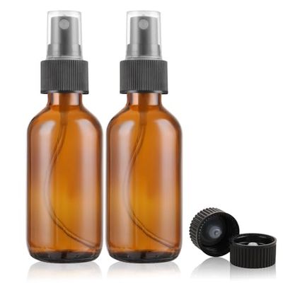 ASelected 60Ml Amber Glass Spray Bottle Small Reusable Travel Spray Bottle Homemade Cleaners And Aromatherapy (2Pcs)