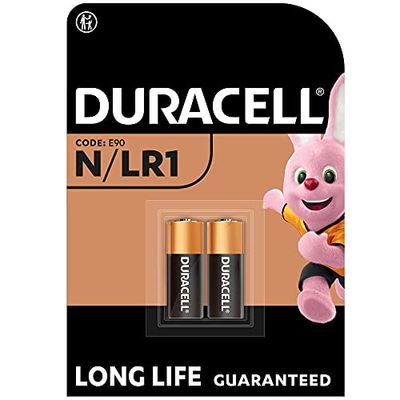 Duracell - N, Batteria Specialistica Sicurezza, 1.5V, confezione da 2, MN9100/E90/LR1 progettate per l'uso in torce elettriche, calcolatrici e luci per biciclette