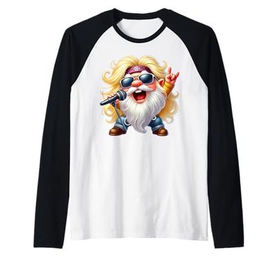 Cool Rockin Dad Gnome Grandpa Graphic With Rocker Hands Maglia con Maniche Raglan