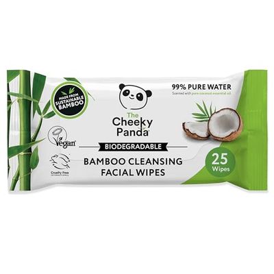 The Cheeky Panda Bambou Lingettes Nettoyantes Visage | Parfumées à la noix de coco | 25 x Lingettes Nettoyantes | Demaquillage Visage et Démaquillant Yeux