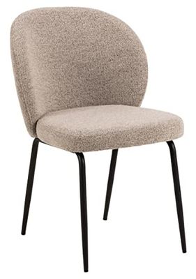 AC Design Furniture Panna Lot de 2 chaises de Salle à Manger, Beiges, chaises de Cuisine Modernes, rembourrées avec Housse bouclée Beige avec Pieds en métal Noir