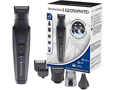 Remington Tondeuse Barbe Tondeuse [Multifonction Cheveux,Visage&Corps] G2 (Lame Graphite, Glisse facile, 2 têtes interchangeables, Sabots ajustables 0,5-20mm, Sans Fil 40min,Pochette) Tondeuse PG2000