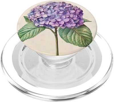 Hortensia Floral Vintage Ilustración Científica Flor PopSockets PopGrip para MagSafe