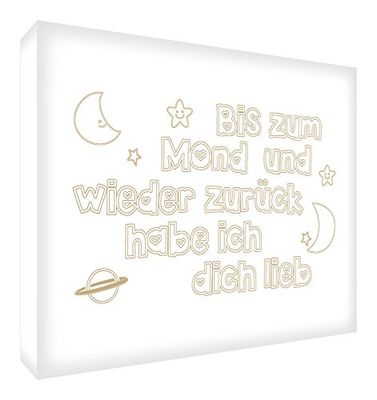 Feel Good Art MOON-A7BLK-01G diamantgepolijst glasachtig decoratief blok van acryl, 10,5 x 7,4 cm, beige