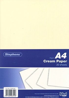 Stephens Coloured Card Cream A4 80gsm 10 Sheets, Great For Printing, Photocopying, Card Making, Decoupage, And Scrapbook Designs, Perfect Cardboard Base For Craft Projects, Essential Stationery Item
