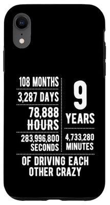 9 anni sposati divertente 9 ° anniversario di matrimonio Custodia per iPhone XR