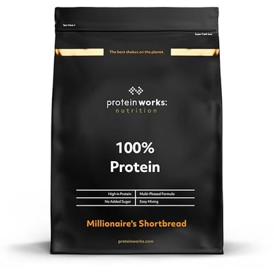 Protein Works - 100% Protein Powder, 100 Servings, Quad Protein Blend, Low Calorie, Low Fat Protein Shake, Phased Protein Release, Millionaire's Shortbread, 2.5kg