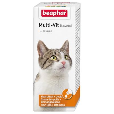 Beaphar Multi-Vit Kat 50ml - Met taurine - Helpt tijdens de rui - Bevordert de conditie - Gemakelijk in gebruik