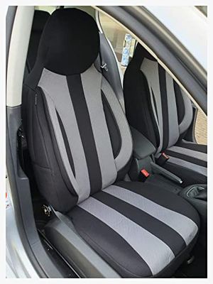 Housses de siège sur Mesure pour sièges de Voiture compatibles avec Ford Ka+ MK3 2016 conducteur et Passager FB : MD501 (Noir/Gris)