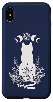 Festa della Mamma Magico Floreale Mistico Fasi Lunari Boho Cat Mum Custodia per iPhone XS Max
