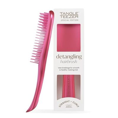 Tangle Teezer Ultimate Detangler Hairbrush, For Wet and Dry Hair, Detangling Brush For All Hair Types, Two-Tiered Teeth Reduce Breakage and Eliminate Knots, Afterparty Pink, Chrome Finish