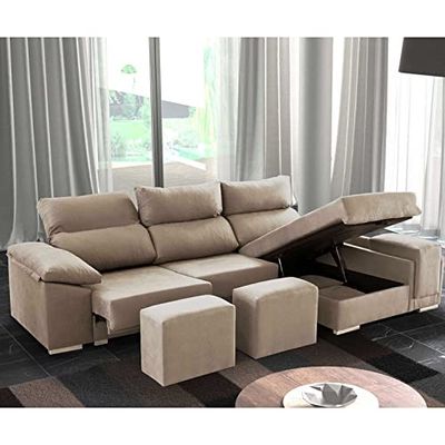 SHIITO Chaiselongue, Tissu, Grillage Droit, Grande