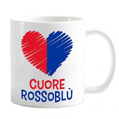 Tazza Mug del tifoso Gadget compatibile Stampa Cuore dei colori della tua squadra preferita Internazionale (Cuore Rossoblù Love per Bologna)