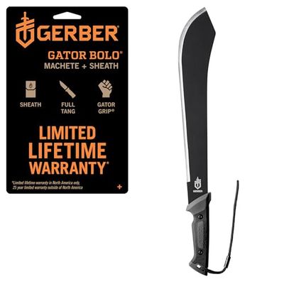 Gerber Machete con fodero in nylon, Lunghezza lama: 39,4 cm, Gator Bolo Machete, Acciaio al carbonio, 31-002076