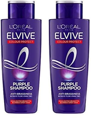 L'Oreal Paris Elvive Colour Protect Anti-Brassiness Purple Shampoo, 200ml (Pack of 2)