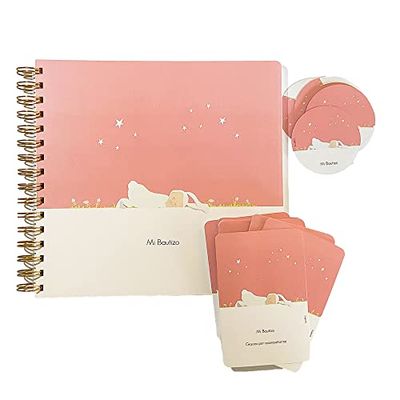 Pack de Bautizo Niña Susiko, 20 recordatorios + 1 álbum + 10 pegatinas redondas para regalos, Calidad premium y diseño entrañable (SSKPACKBAUTIZO)