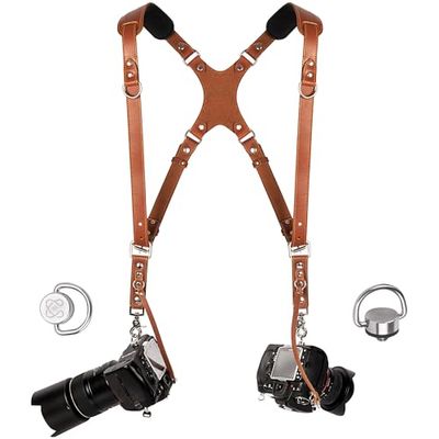 Slim Coiro Camera Accessories Dual Harness Two Cameras - Shoulder Leather Strap